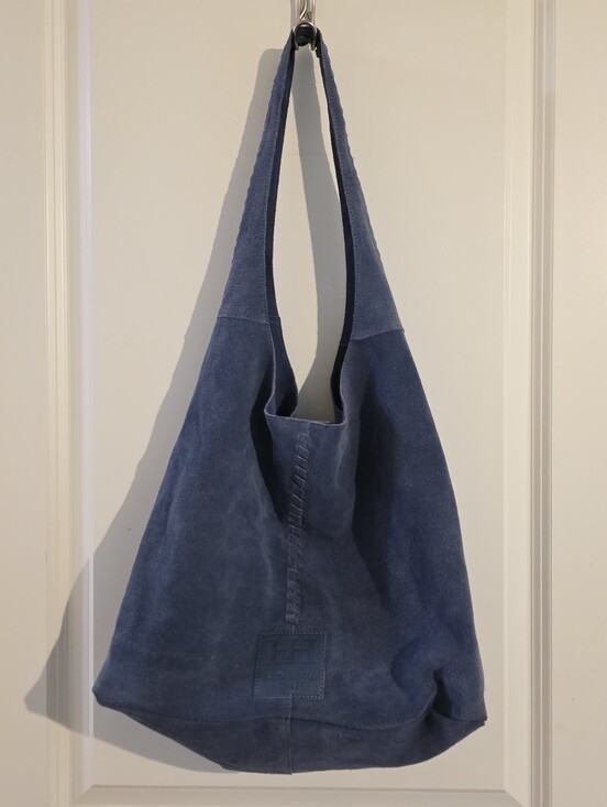 Haute Hippie Handbags - Haute Hippie Blue Leather Suede Slouch Boho Style Shoulder Bag Tote NWOT